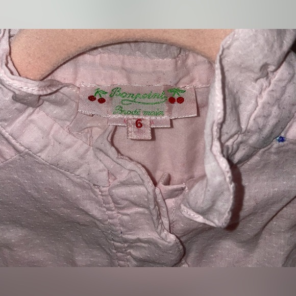 Bonpoint Pink Embroidered Ruffle Blouse - Picture 3 of 9